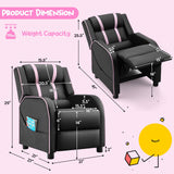 Kids Recliner Chair with Side Pockets and Footrest-Blue