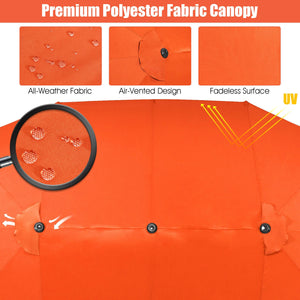 15 Feet Patio Double-Sided Umbrella with Hand-Crank System-Beige