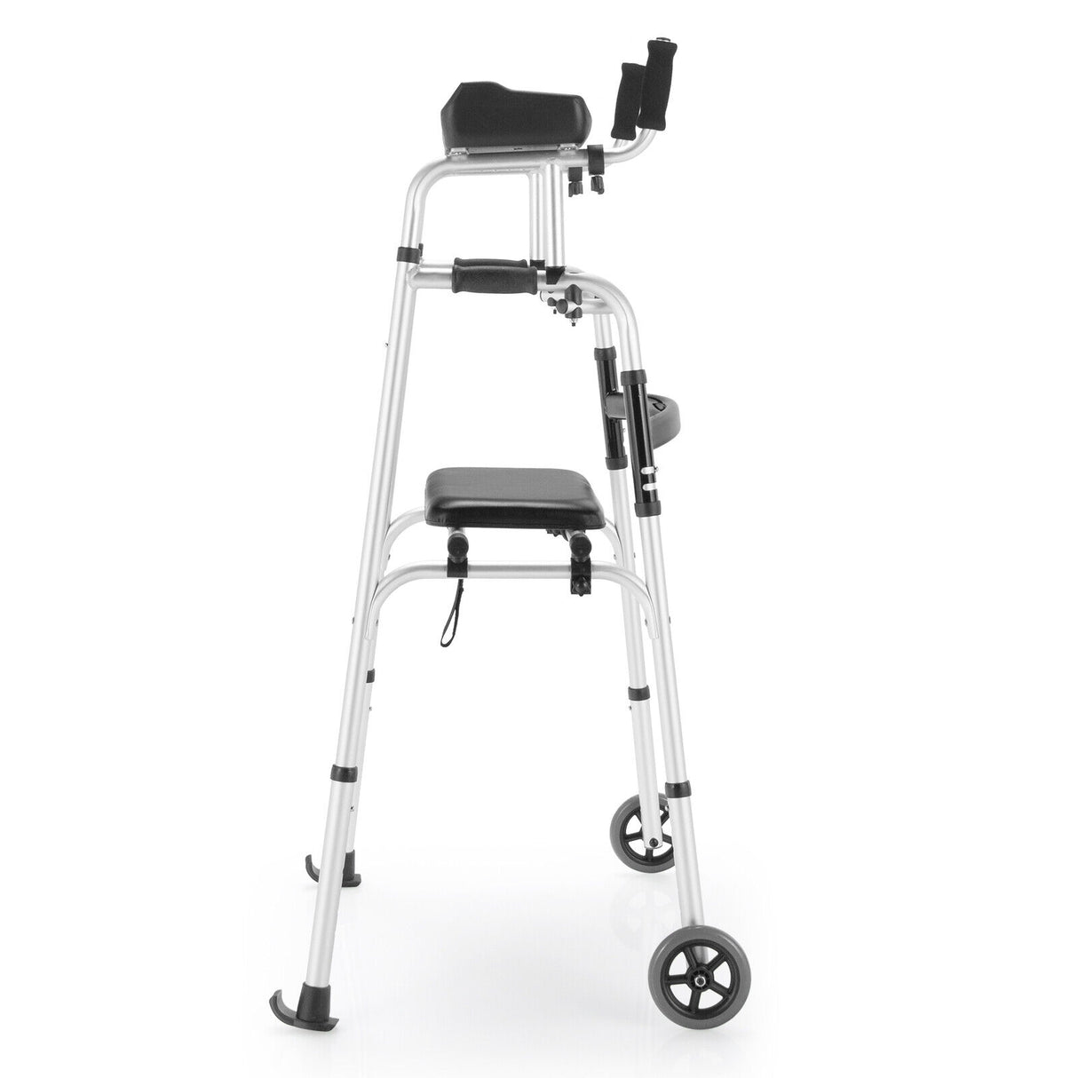 Height Adjustable Rollator Walker With Seat and Armrest Pad