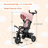 4-in-1 Baby Tricycle Toddler Trike with Convertible Seat-Blue