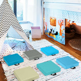 6 Pieces 15 Inches Square Toddler Floor Cushions Flexible Soft Foam Seating with Handles-Multicolor