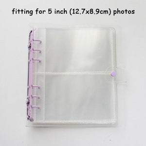 100/200 Pockets Photo Album 3/5 inches Mini Picture Case Name Card Storage Collect Book Photocard Shiny Clear 6-Ring Binder Cover Refillable Notebook Photo Album