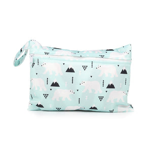 Cartoon printed single zipper small diaper storage bag