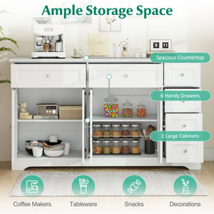 Buffet Sideboard 59" Modern Coffee Bar Station Console Table-White