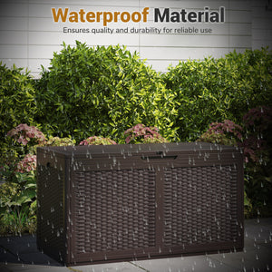 100 Gallon Resin Deck Box Outdoor Waterproof Storage Bench-Brown