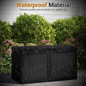 100 Gallon Resin Deck Box Outdoor Waterproof Storage Bench-Black