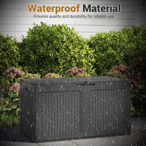 100 Gallon Resin Deck Box Outdoor Waterproof Storage Bench-Gray