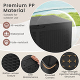 100 Gallon Resin Deck Box Outdoor Waterproof Storage Bench-Black