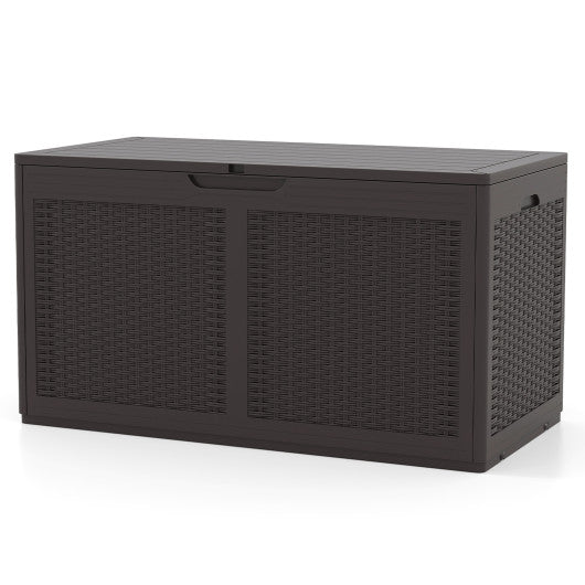 100 Gallon Resin Deck Box Outdoor Waterproof Storage Bench-Brown