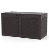 100 Gallon Resin Deck Box Outdoor Waterproof Storage Bench-Brown