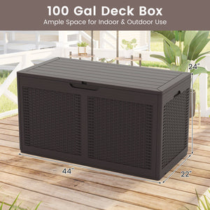 100 Gallon Resin Deck Box Outdoor Waterproof Storage Bench-Brown by DirectDeals