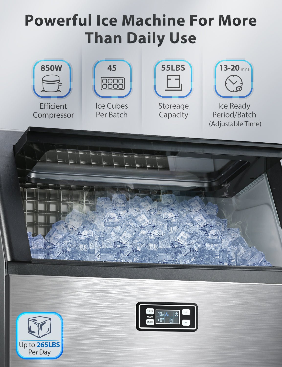 100LBS/200LBS/265LBS  Freestanding Commercial Ice Maker Z5845A