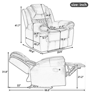 3 Pieces Recliner Sofa Sets Home Theater Seating Manual Recliner Chair With Center Console And Led Light Strip For Living Room by Couch.com