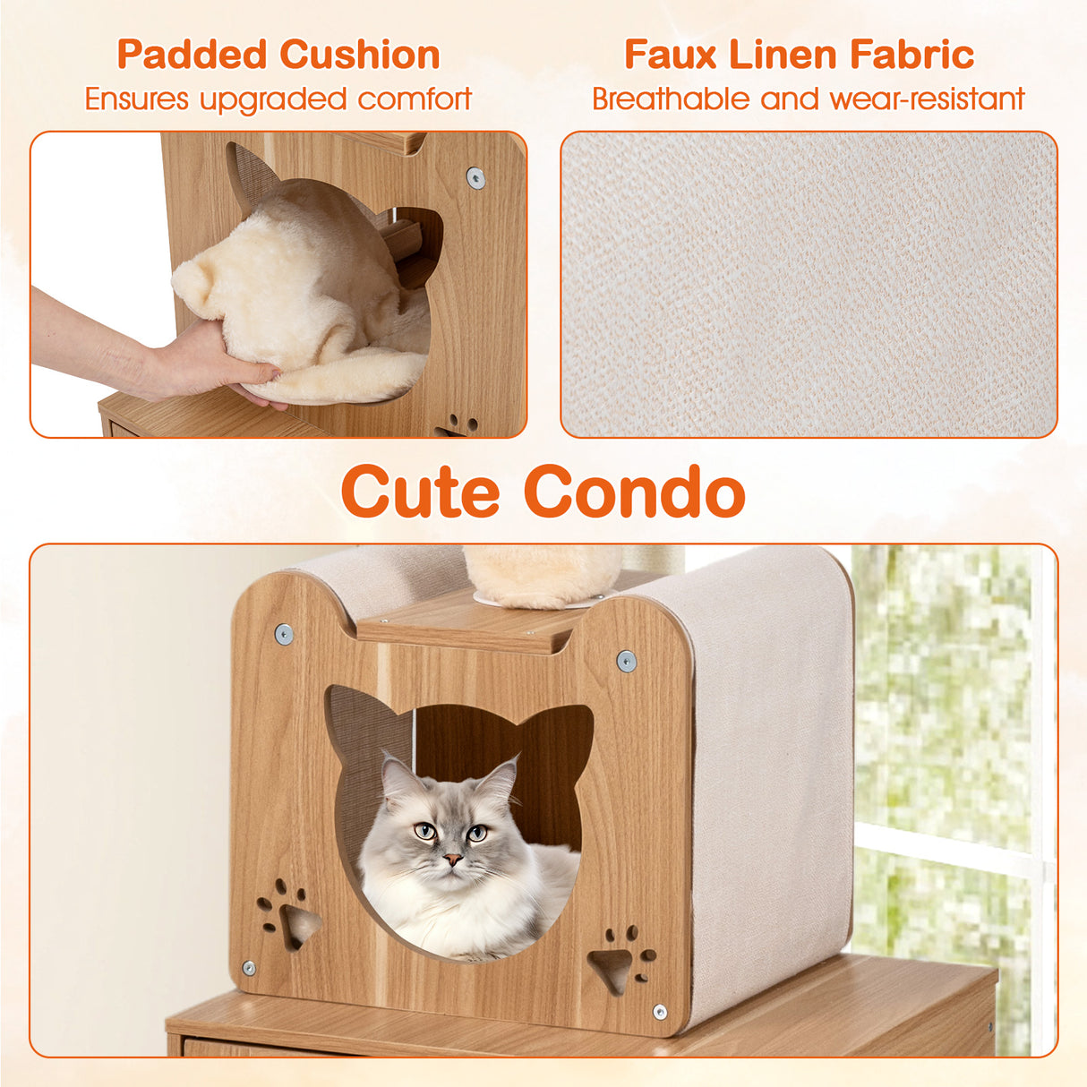 101 Inch Floor to Ceiling Cat Tree Height Adjustable with Litter Box Enclosure-Brown