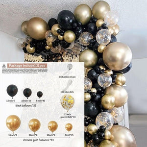 101pcs Gold Black Balloons Garland Arch Kit For Graduations Party Wedding Birthday Christmas Party Decoration For Birthday Wedding and Aniversaly