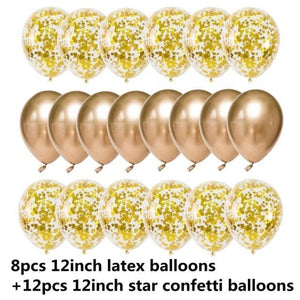 10/20 Star Metallic Confetti Latex Transparent 12inch Balloons For Baby Shower Birthday Party Wedding Decoration