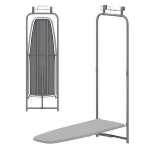 Over the Door Ironing Board Space-Saving Metal Hanging Ironing Board-Gray