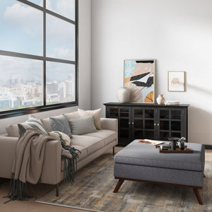 Owen - Square Coffee Table Storage Ottoman - Slate Gray