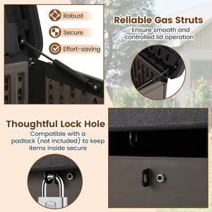 100 Gallon Large Deck Box with Lockable Lid for Patio-Black and Brown