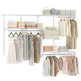Closet System 4-8 FT Wall-Mounted Closet Shelves and Rod-White
