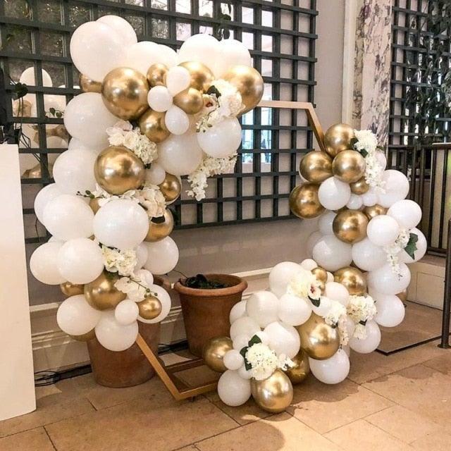 104pcs Giant White And Gold Wedding Birthday Bachelorette Engagements Anniversary Party Balloon For Decoration Balloon Arch Kit for Baby Shower Bridal Shower Birthday Party Decorations