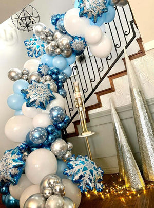 104pcs Snowflake Ice Snow Metal Balloon For Birthday Party Decor Baby Showers Winter Themed Balloons For Party Wedding and Birthday Boy Party Ballons