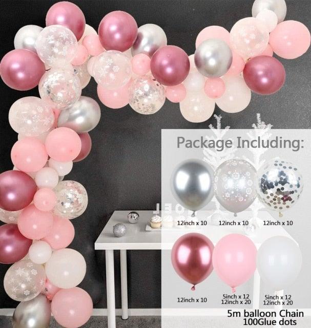 106pcs Blue Snowflake Birthday Balloon Party Ice Snow Decoration Baby Balloon Winter Christmas New Year Balloons Wedding and Birthday Party