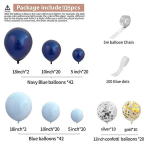 106pcs New Retro Blue Balloon Garland Arch Kit Confetti Balloons For Baby Shower Wedding Birthday Party Anniversary Ballon Decoration Shower Party