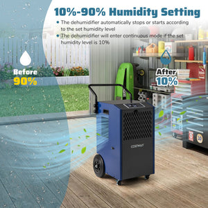 154 Pints Commercial Dehumidifier with Pump and Drain Hoses-Blue
