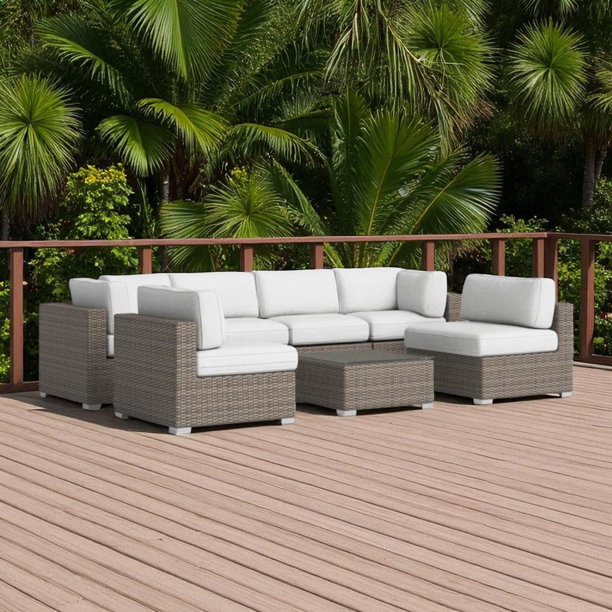 Seating Set With Cushions Handcrafted Wicker Design