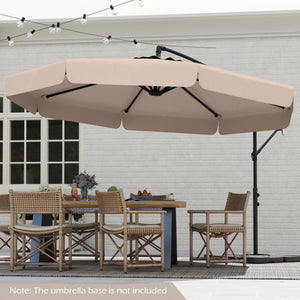 10 Feet Patio Cantilever Umbrella with Cover Tilt Adjustment and Ruffled Edge-Beige