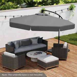 10 Feet Patio Cantilever Umbrella with Cover Tilt Adjustment and Ruffled Edge-Gray by DirectDeals
