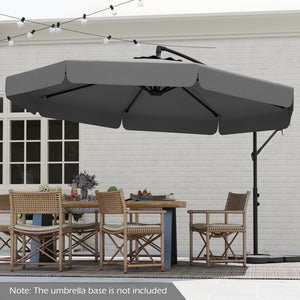 10 Feet Patio Cantilever Umbrella with Cover Tilt Adjustment and Ruffled Edge-Gray by DirectDeals