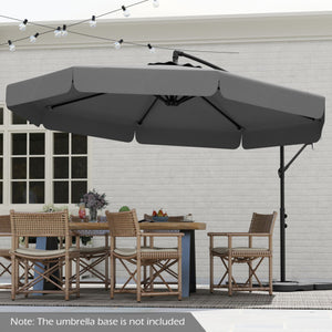 10 Feet Patio Cantilever Umbrella with Cover Tilt Adjustment and Ruffled Edge-Gray