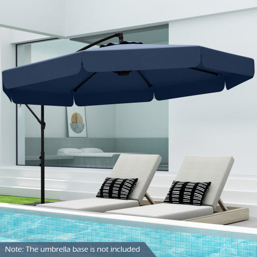 10 Feet Patio Cantilever Umbrella with Cover Tilt Adjustment and Ruffled Edge-Navy