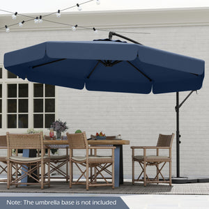 10 Feet Patio Cantilever Umbrella with Cover Tilt Adjustment and Ruffled Edge-Navy