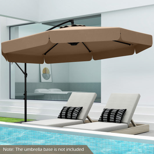 10 Feet Patio Cantilever Umbrella with Cover Tilt Adjustment and Ruffled Edge-Taupe