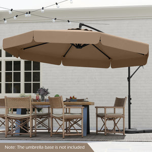 10 Feet Patio Cantilever Umbrella with Cover Tilt Adjustment and Ruffled Edge-Taupe