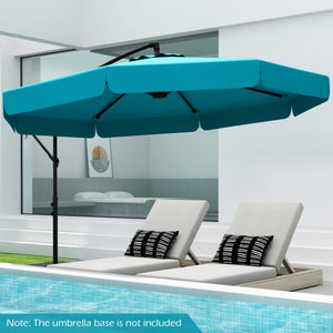 10 Feet Patio Cantilever Umbrella with Cover Tilt Adjustment and Ruffled Edge-Turquoise