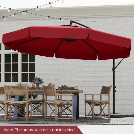 10 Feet Patio Cantilever Umbrella with Cover Tilt Adjustment and Ruffled Edge-Wine