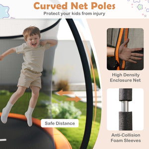 10FT Outdoor Trampoline Heavy-Duty Recreational Trampoline with Safety Enclosure Net-Orange