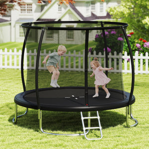 10FT Outdoor Trampoline Heavy-Duty Recreational Trampoline with Safety Enclosure Net-Black