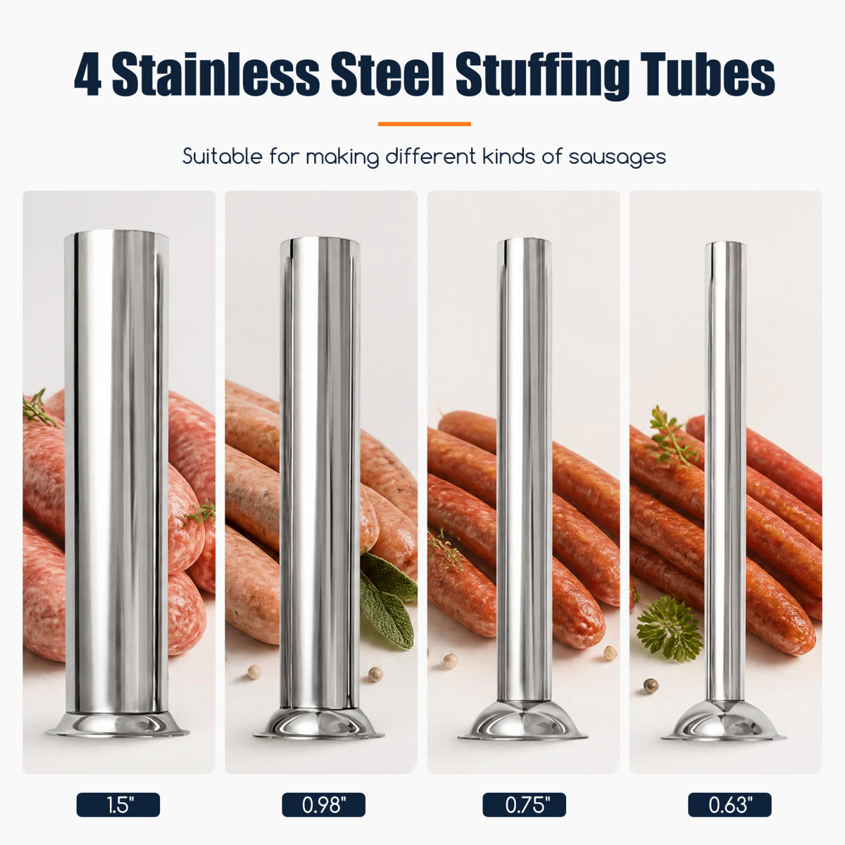10L Electric Sausage Stuffer with 4 Stuffing Tubes Foot Pedal and Stepless Speed Control-Silver