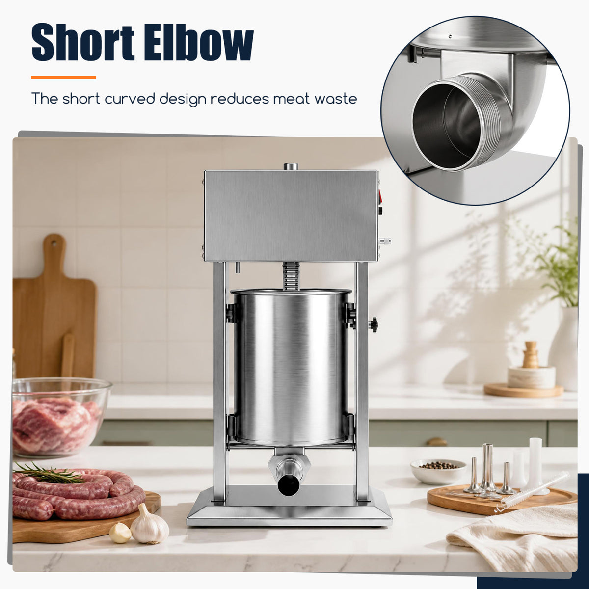 10L Electric Sausage Stuffer with 4 Stuffing Tubes Foot Pedal and Stepless Speed Control-Silver