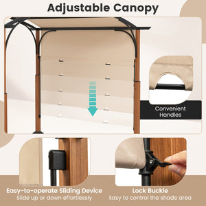 10 x 12 FT Outdoor Retractable Pergola with Retractable Canopy for Patio-Beige by DirectDeals