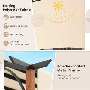 10 x 12 FT Outdoor Retractable Pergola with Retractable Canopy for Patio-Beige by DirectDeals