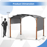 10 x 12 FT Outdoor Retractable Pergola with Retractable Canopy for Patio-Gray