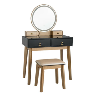 Set 3 Makeup Vanity Table Color Lighting Jewelry Divider Dressing Table-White
