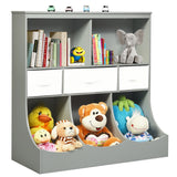 Freestanding Combo Cubby Bin Storage Organizer Unit W/3 Baskets-Brown