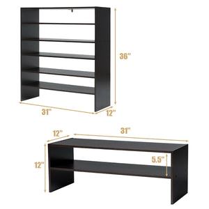 3 Pieces 31-Inch Stackable Multi-Shape Shoe Rack-White